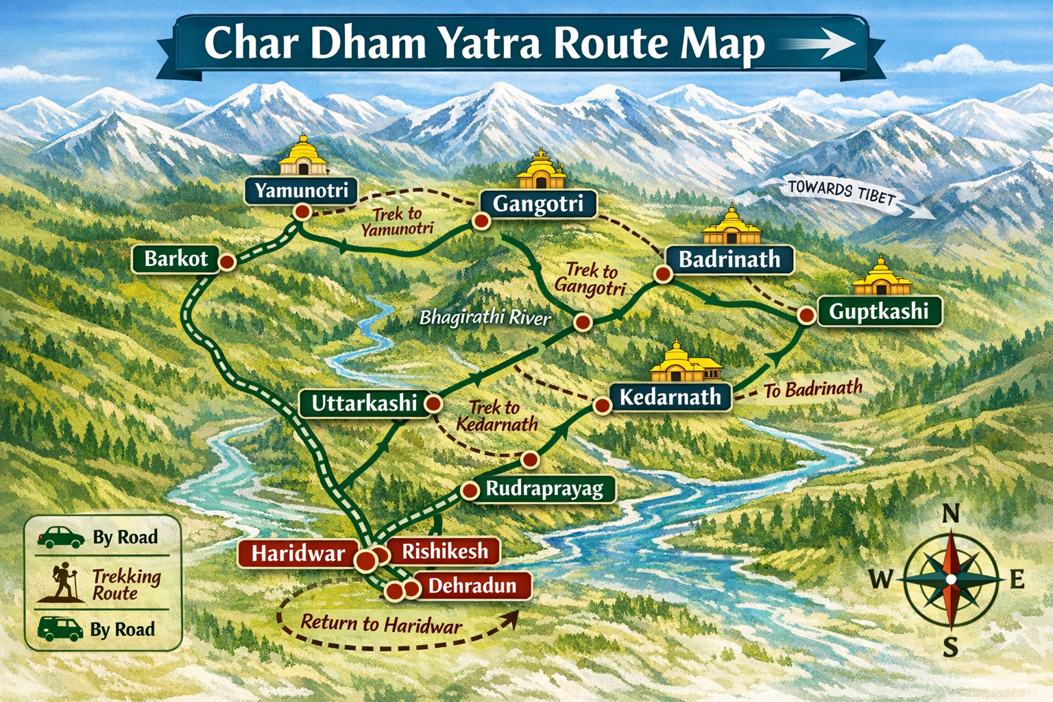 Char Dham Yatra Route Map