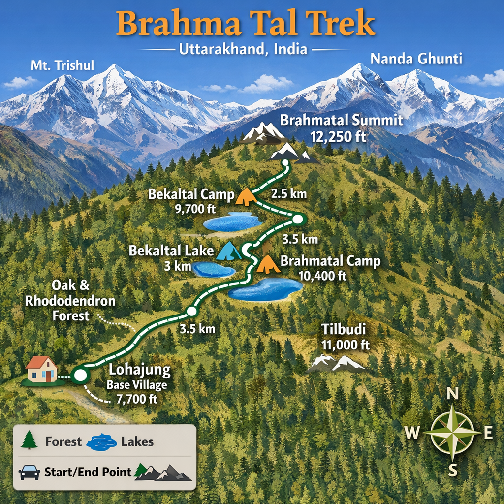 Brahmatal Trek Route Map